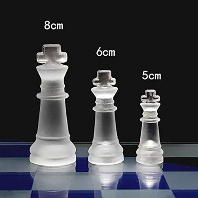 rayihni طقم لعبة الشطرنج من الزجاج الفاخر، قطع شطرنج زجاجية صلبة ولوح شطرنج مرآة كريستالية لهدايا الشباب والبالغين (الحجم: كبير) - Image 4